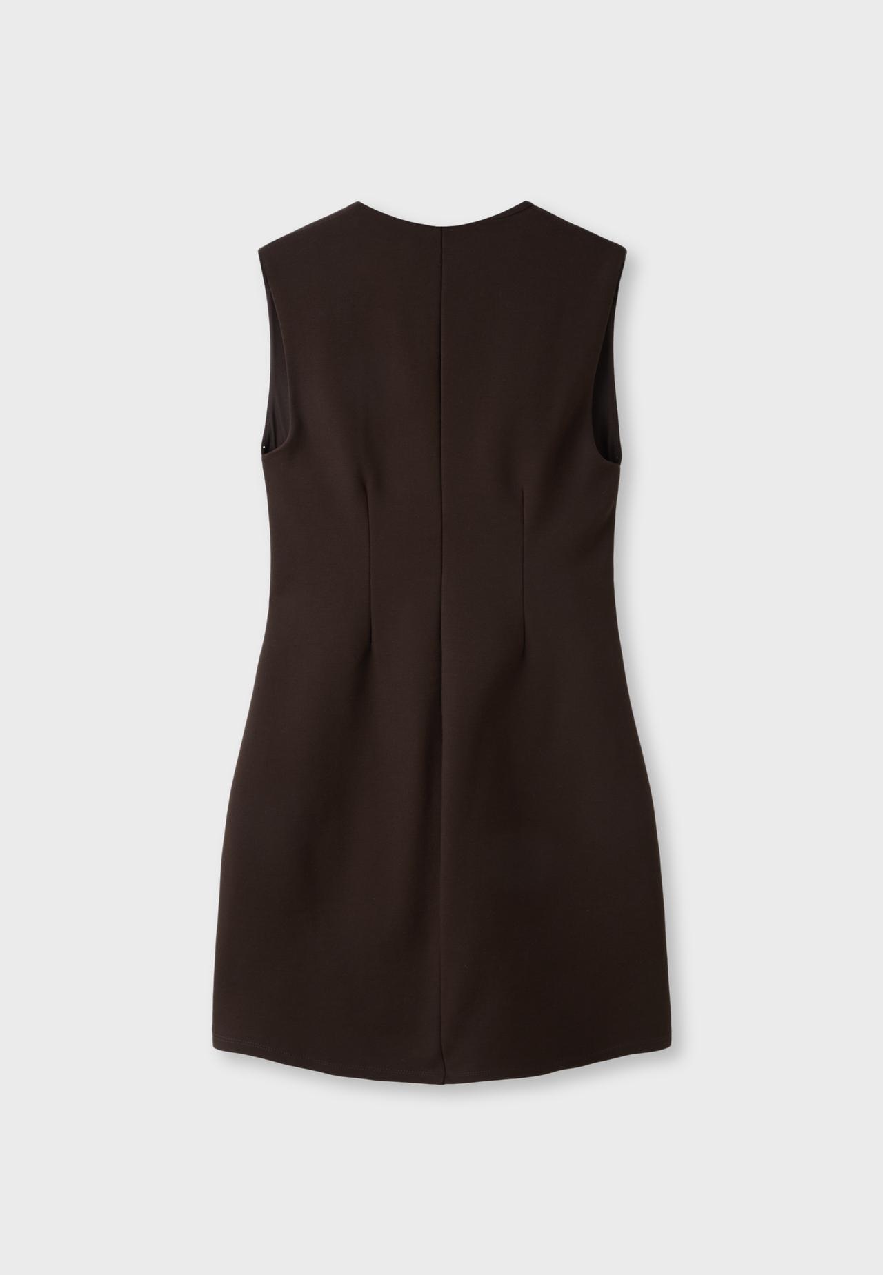 Short V-neck dress — Brown