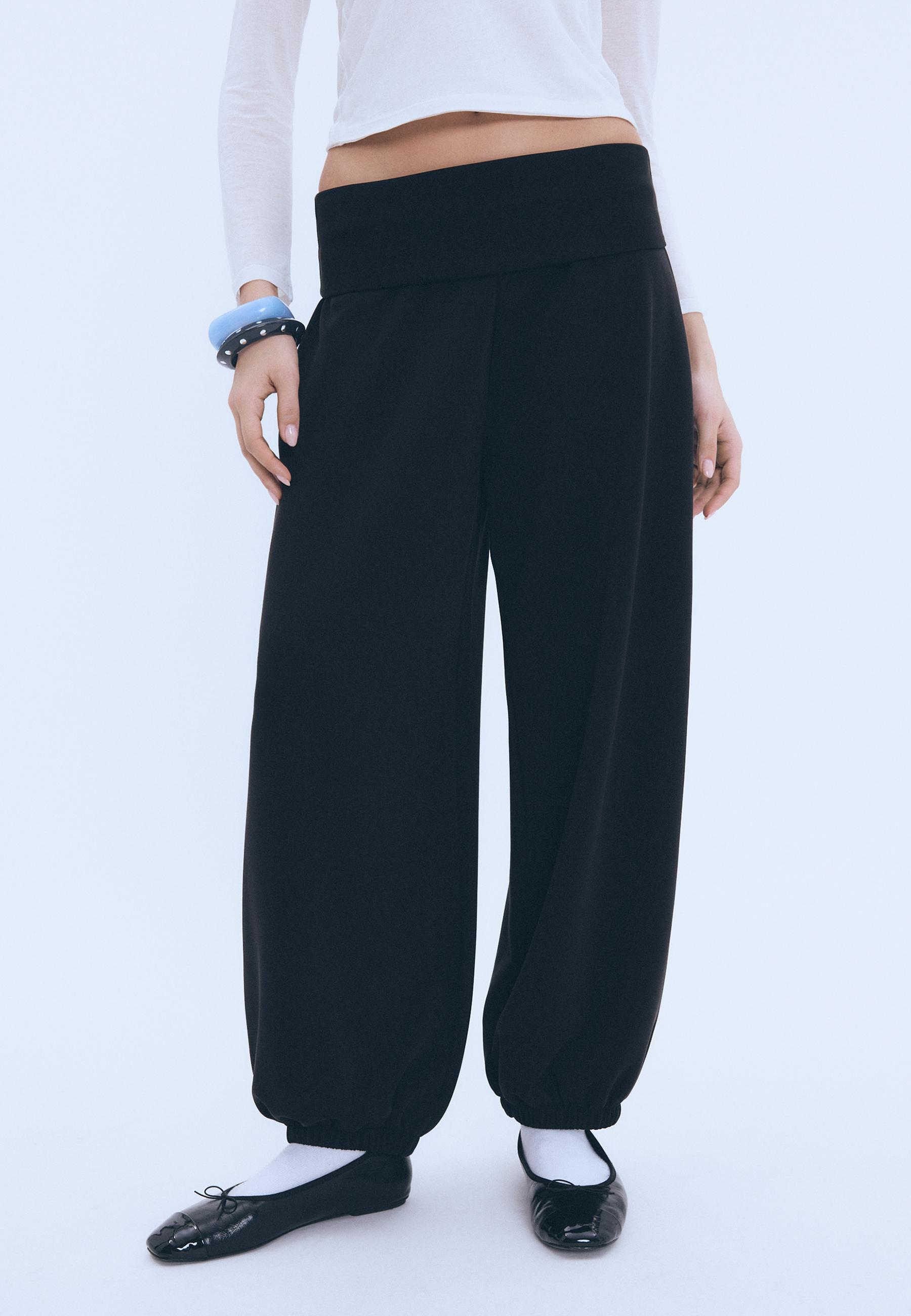 Stradivarius Balon jogger pantolon, katlamalı bel, yumuşak doku görsel 2
