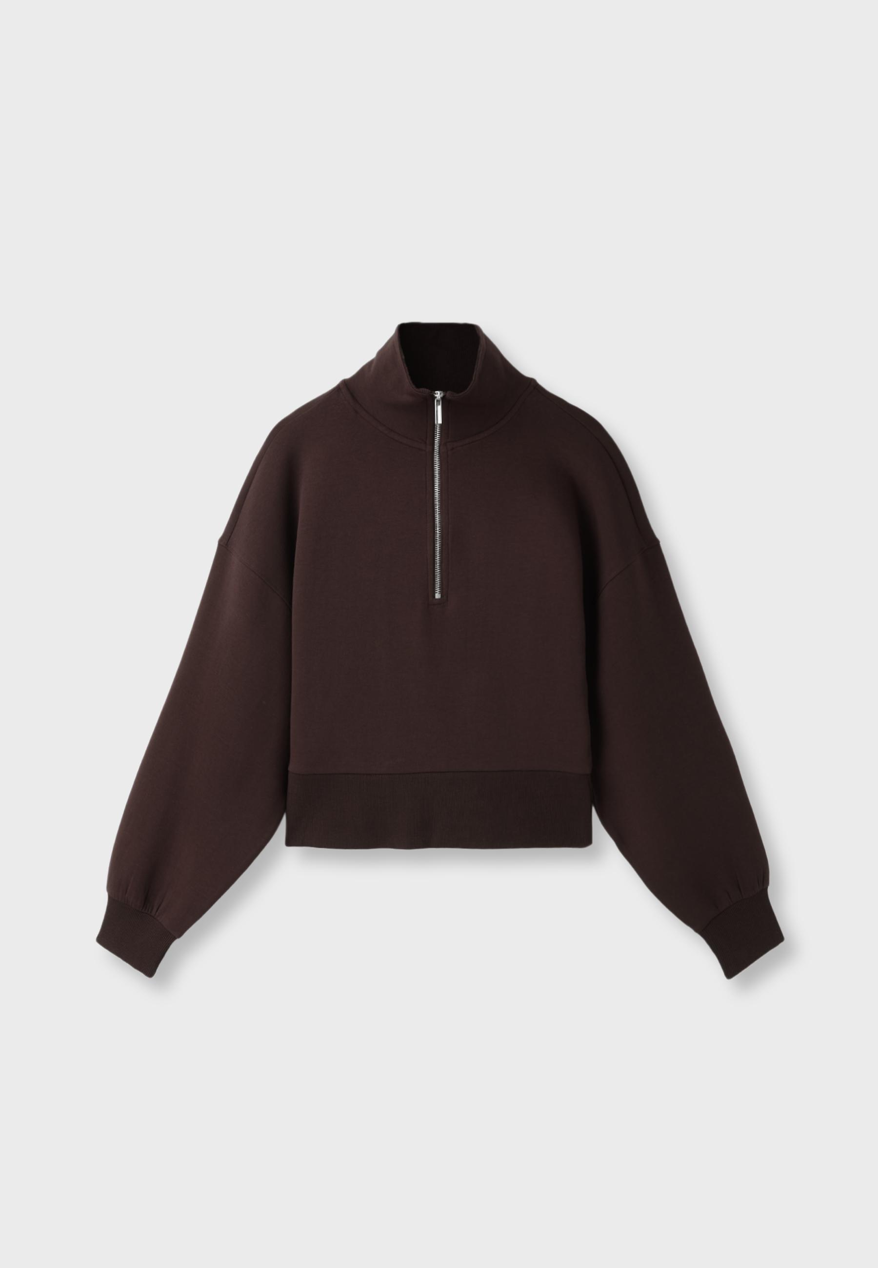 B10 Zip-up sweatshirt with collar — Brown