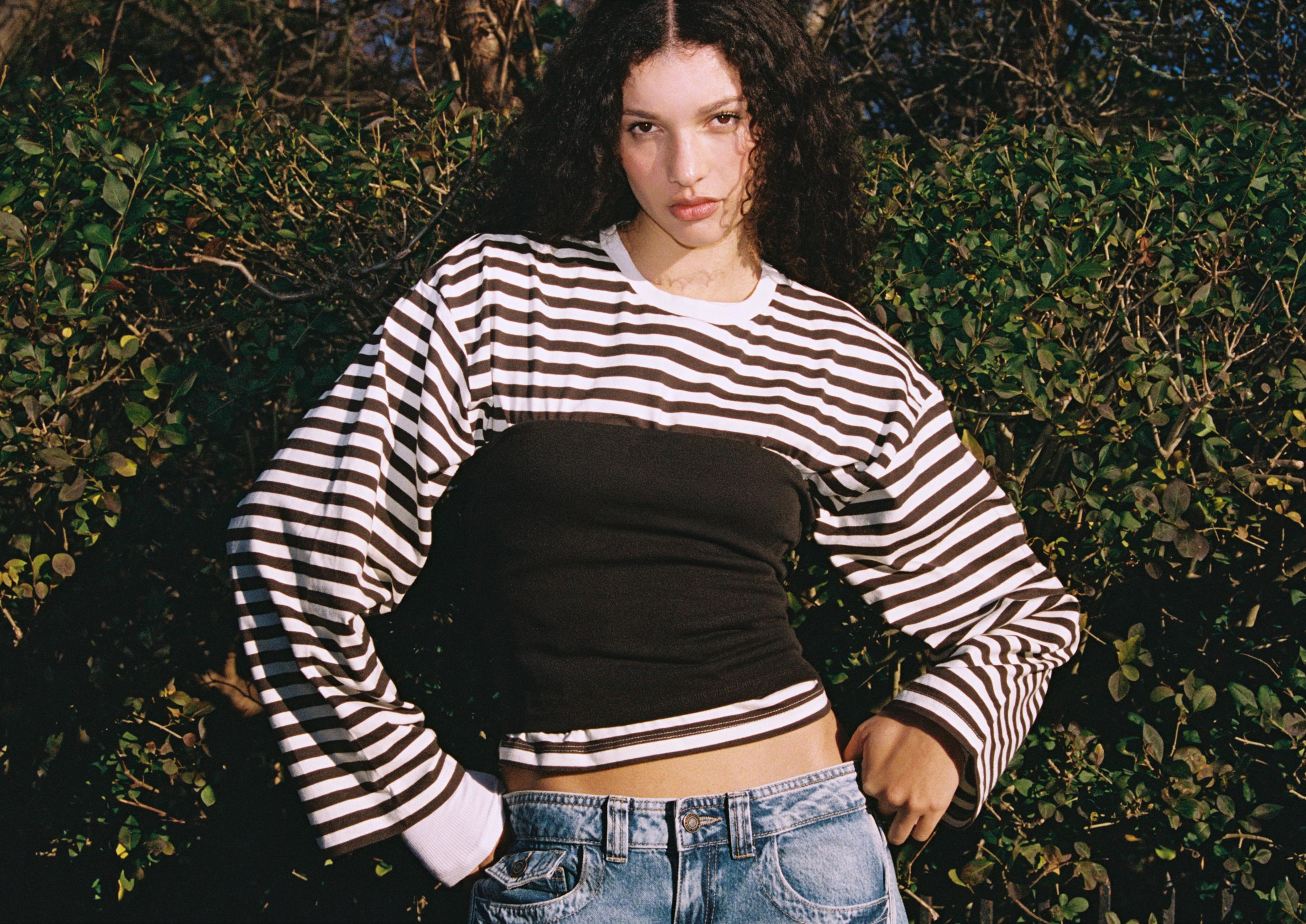Striped long sleeve T-shirt — Ecru
