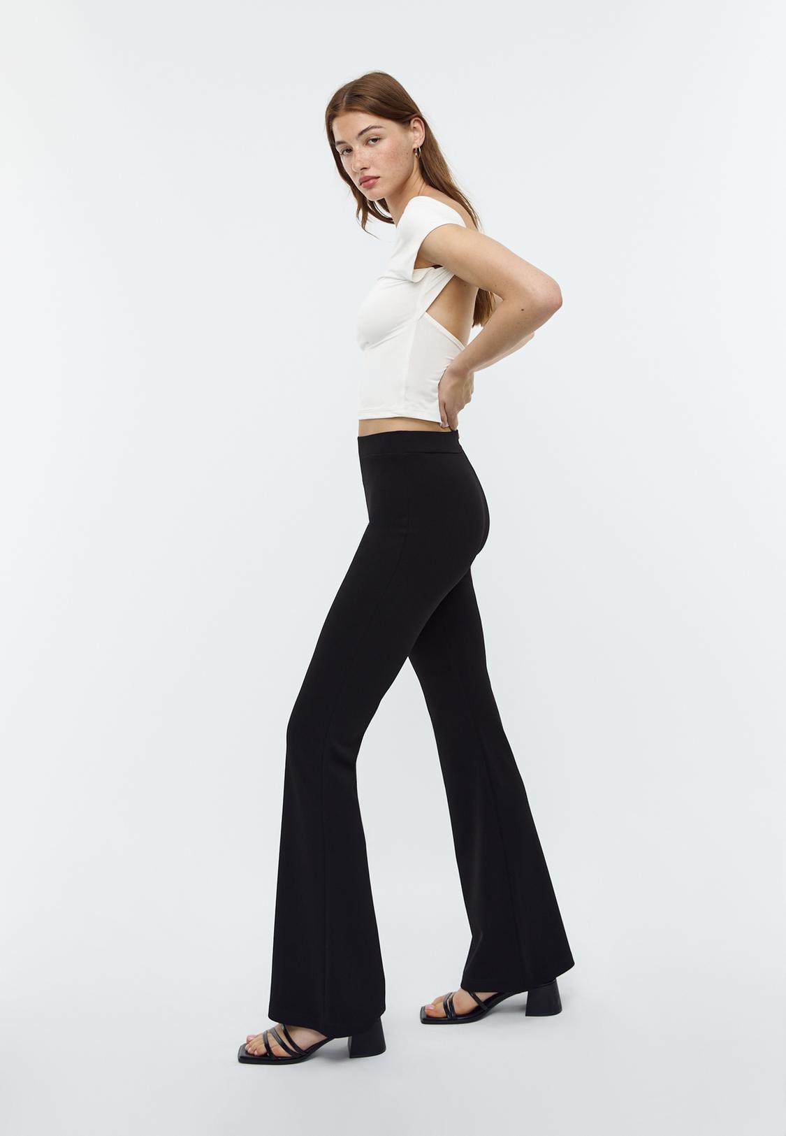 Plain knit flared trousers Women's fashion Stradivarius Georgia