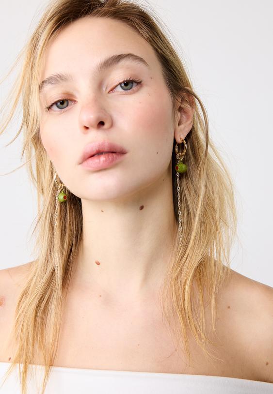 Stradivarius Olive Earring Olive Green Os