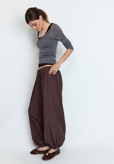 Check balloon trousers — Pale camel 2