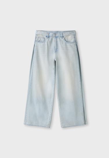 Wide-leg pleated jeans — LIGHT BLEACH 7