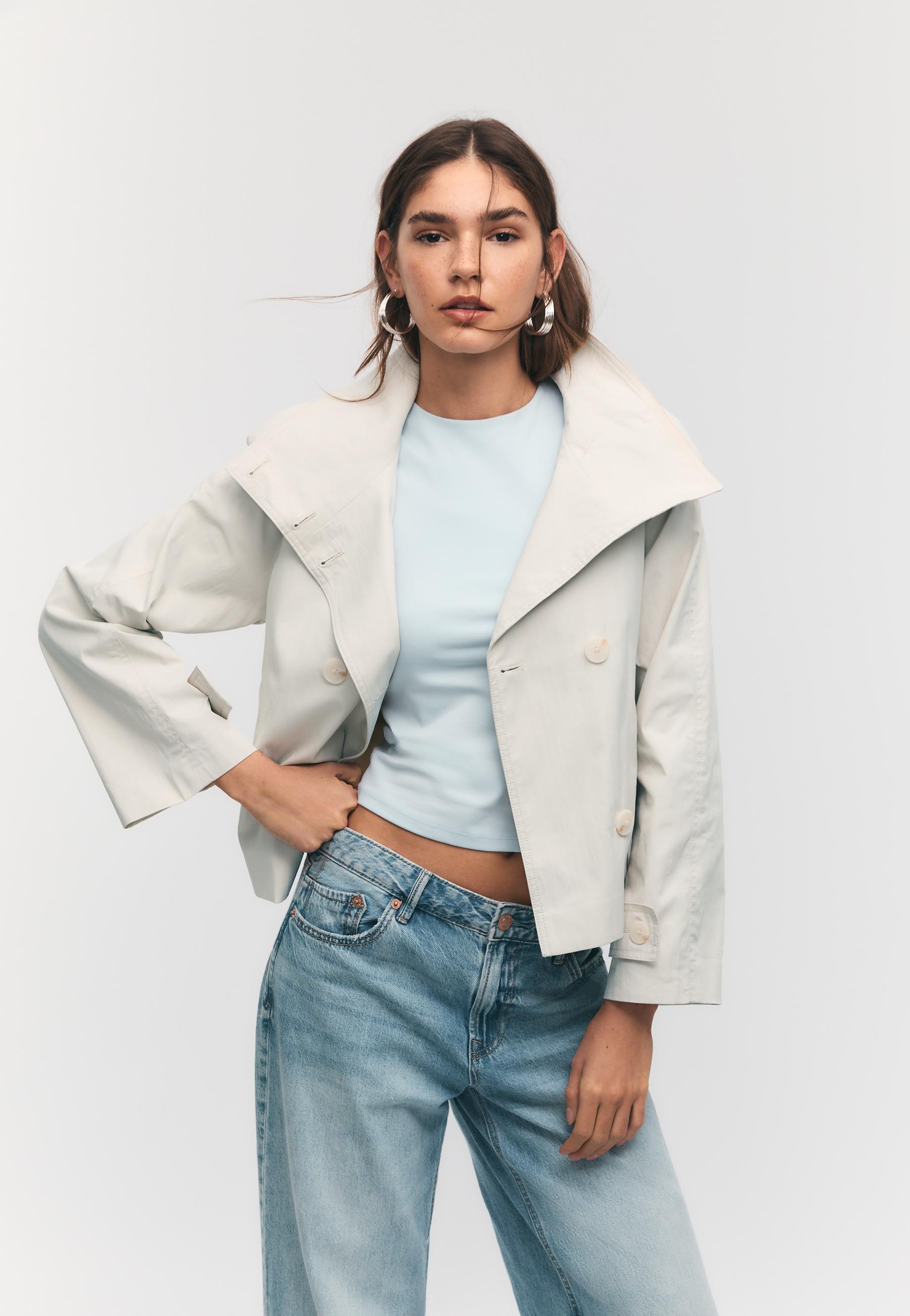 High-neck trench coat with belt — Ice