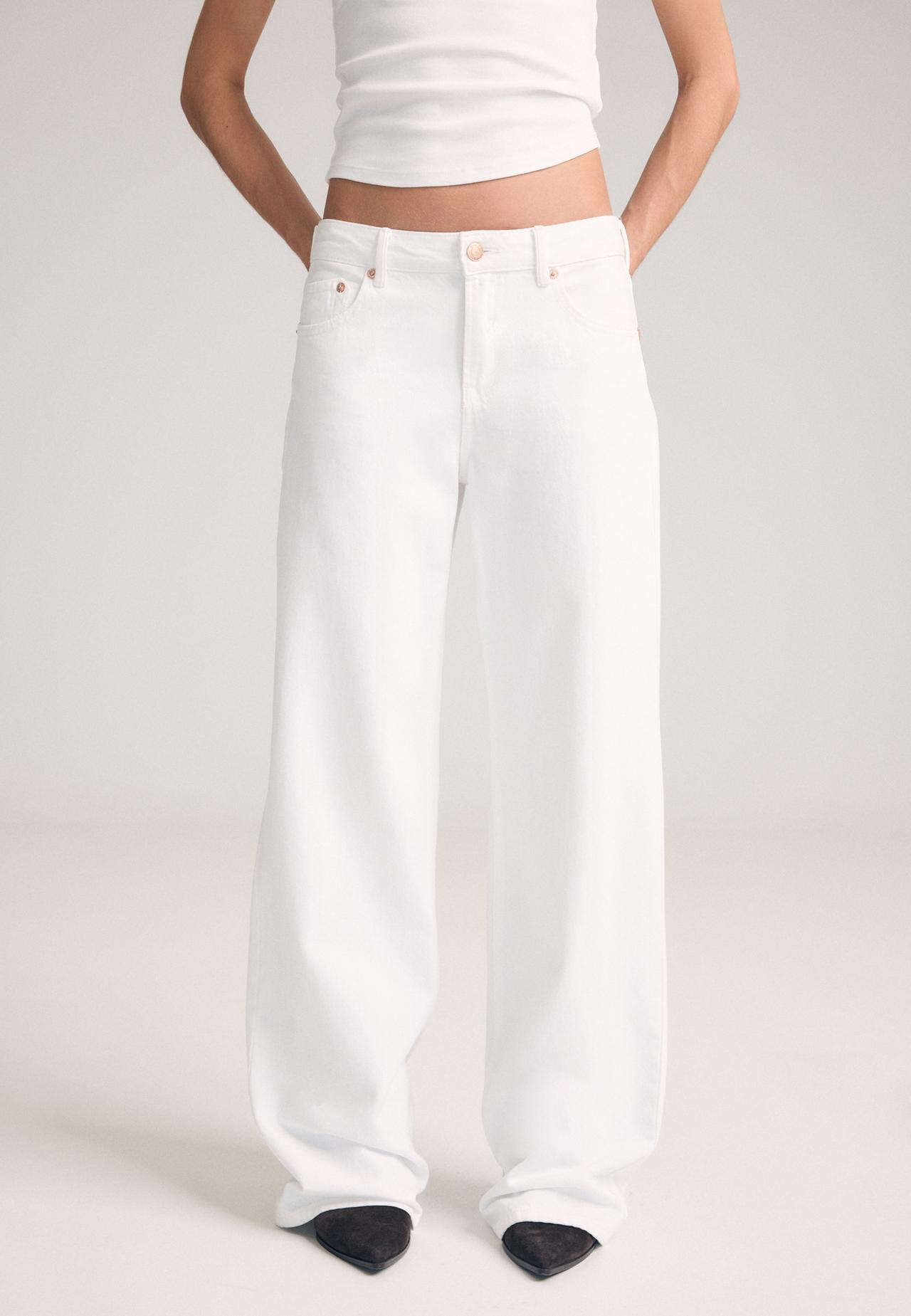 D91 low-rise wide-leg twill jeans — White