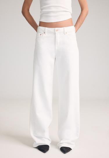 D91 low-rise wide-leg twill jeans — White 3