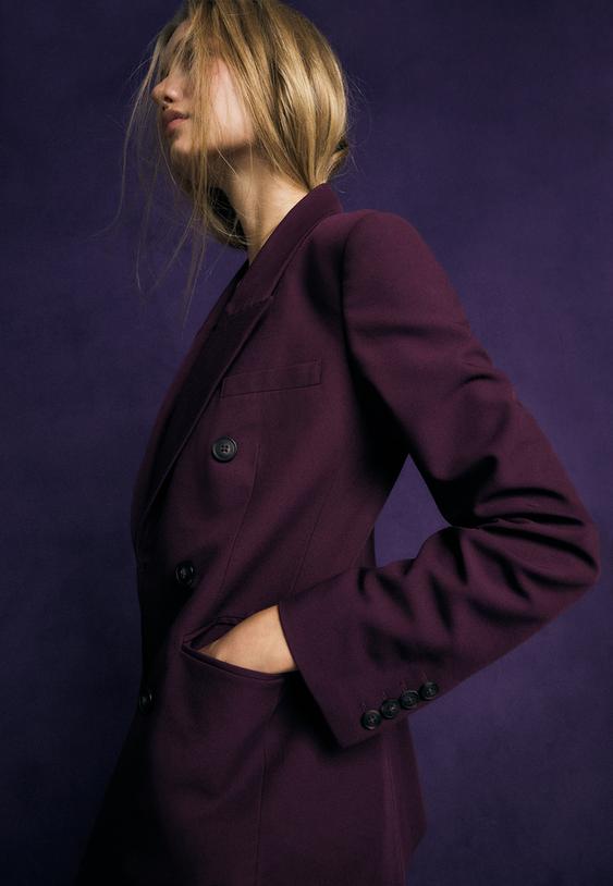 Stradivarius Getailleerd Colbert Met Knopen Purper M
