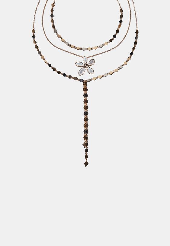 set 3 collares lariat flor