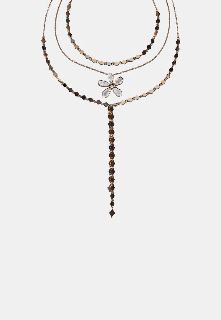 conjunto de 3 colares lariat flor