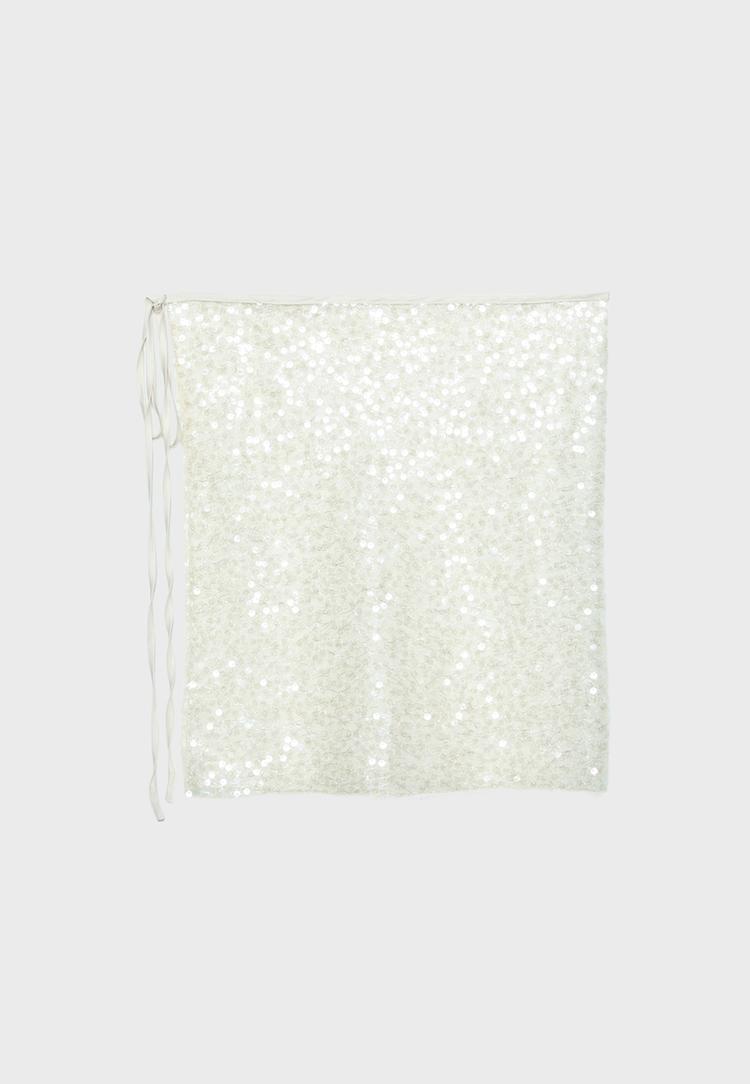 Stradivarius Παρεό Με Παγέτες Εκρού Os φωτογραφία