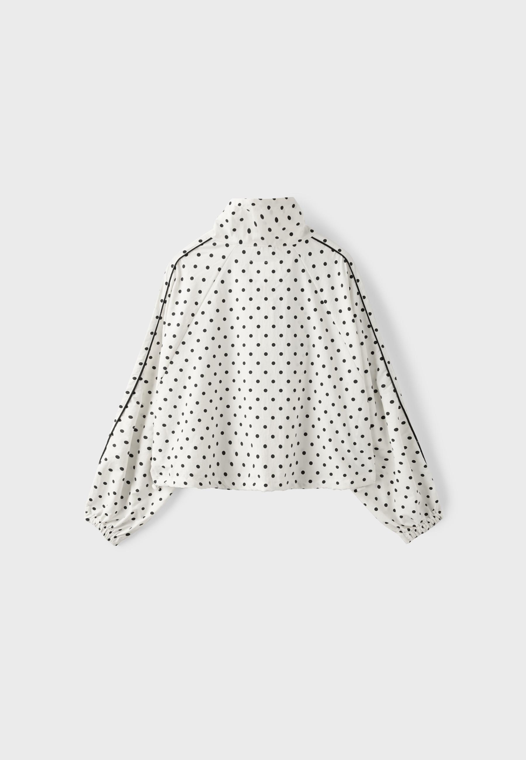 Polka dot cropped windbreaker — Ecru