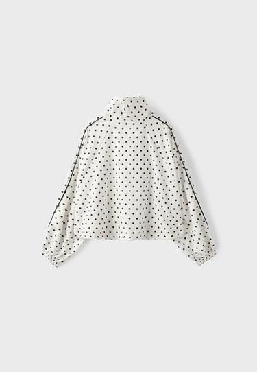 Polka dot windbreaker cropped jacket — Ecru 7