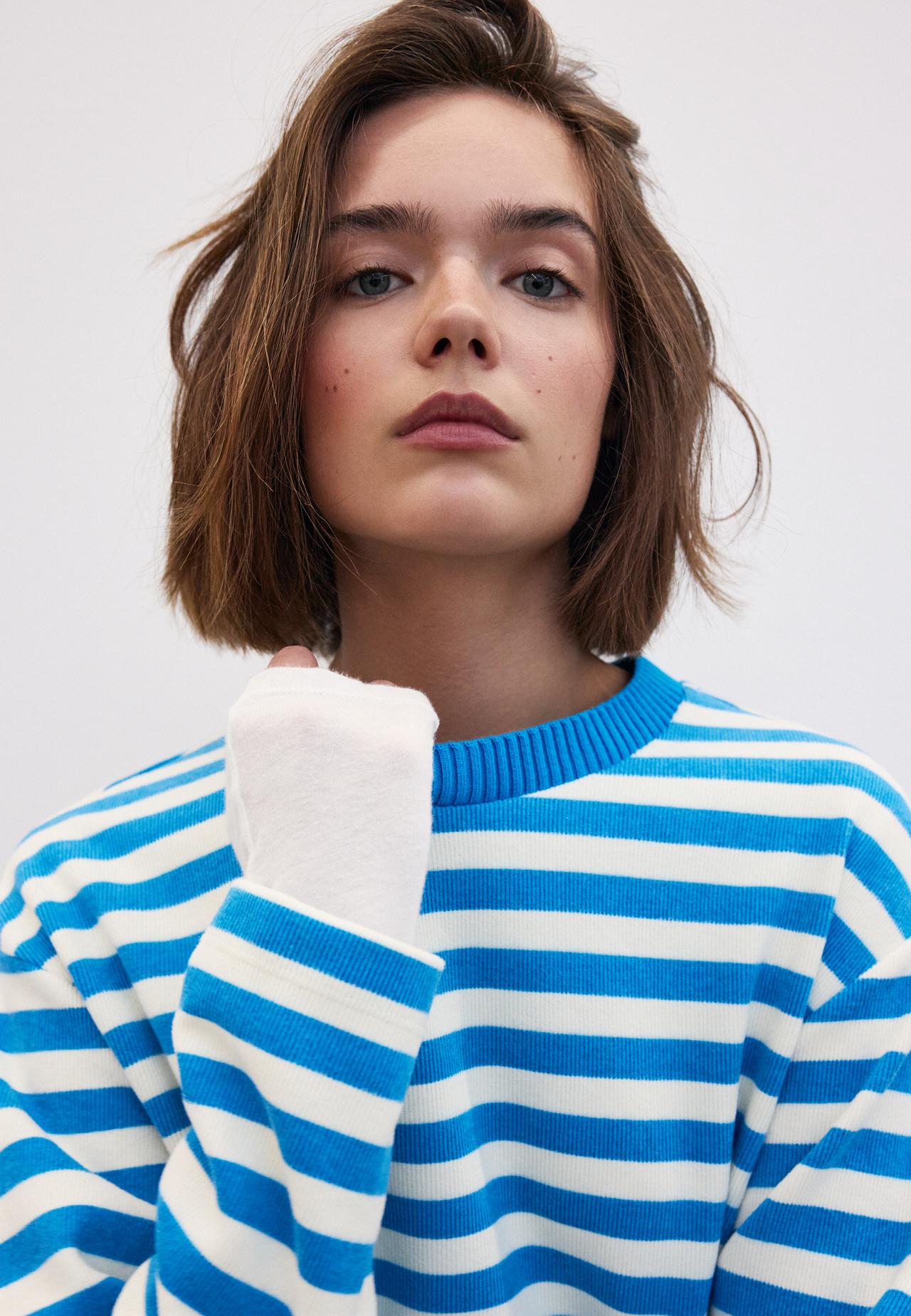 Knit round neck T-shirt — Turquoise