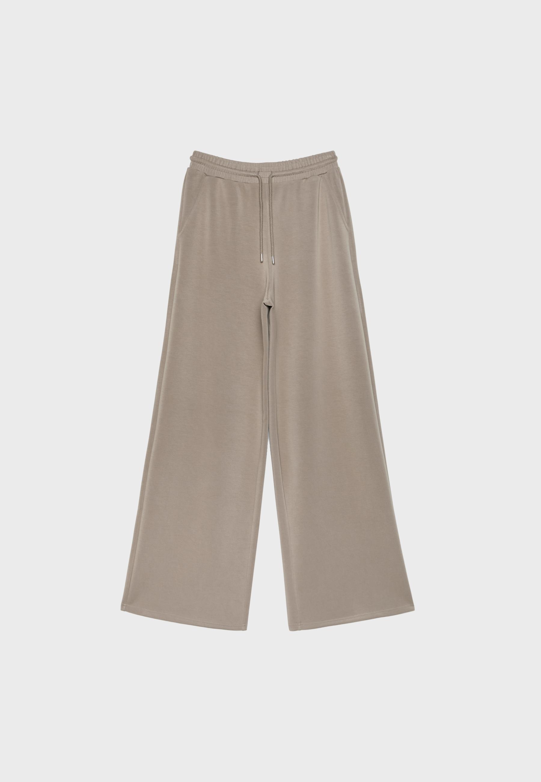 Soft-touch palazzo joggers — Beige