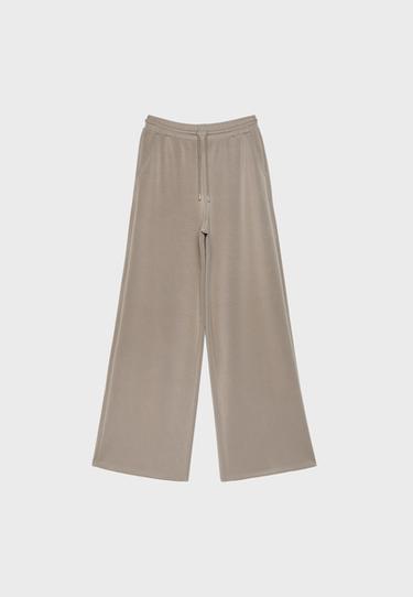 Soft-touch palazzo jogger trousers — Beige 7