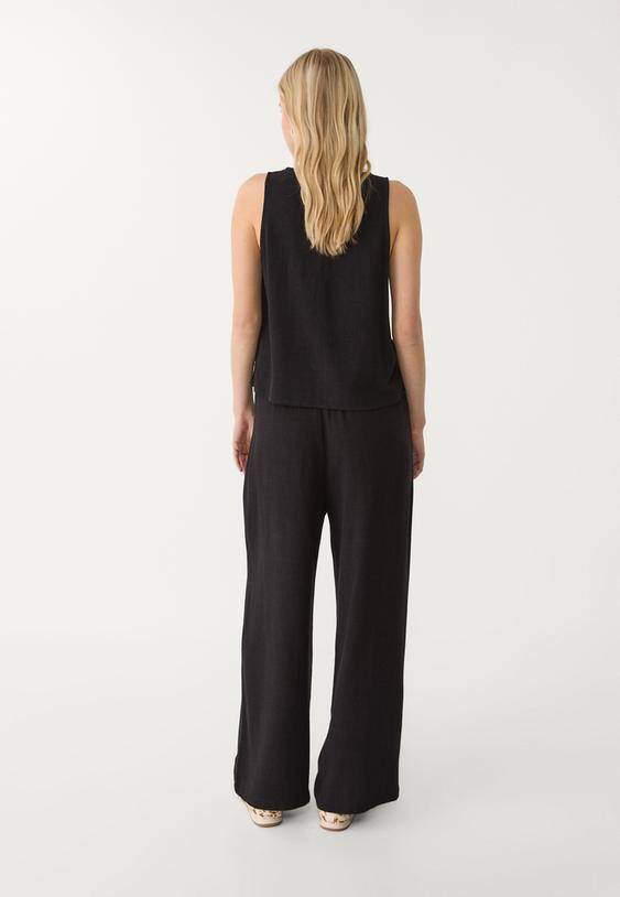 Keten karışımlı culotte pantolon_6
