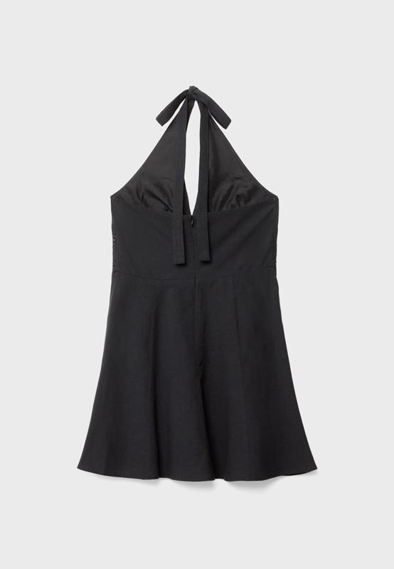 Short linen blend halter dress - Women's Latest trends