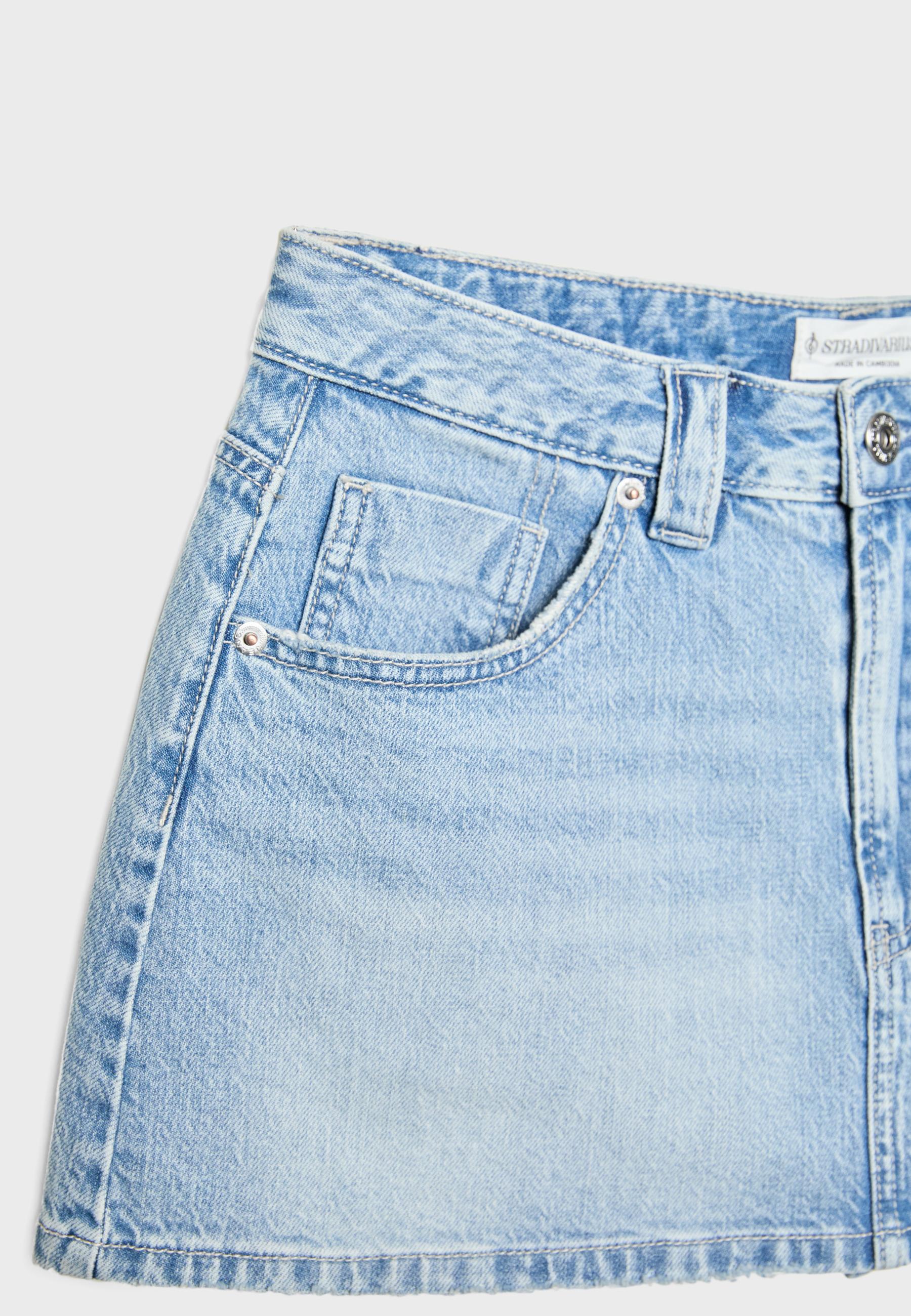 D62 denim skort — LIGHT BLEACH