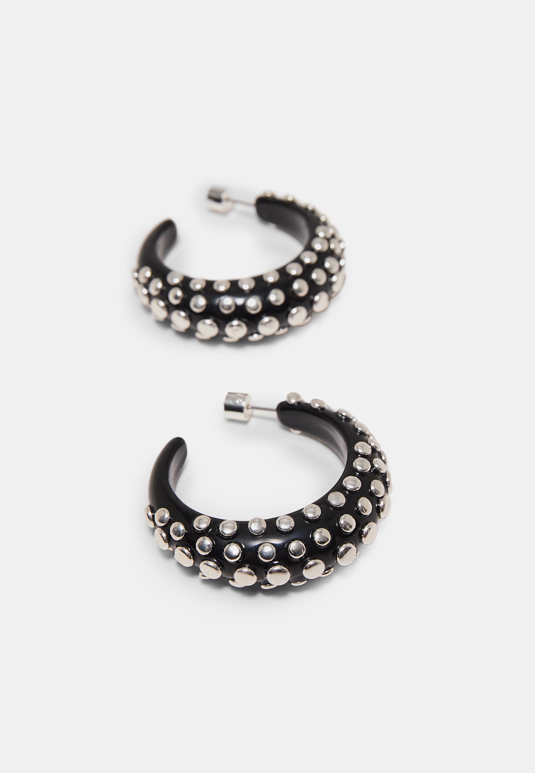 Stud hoop earrings — Black
