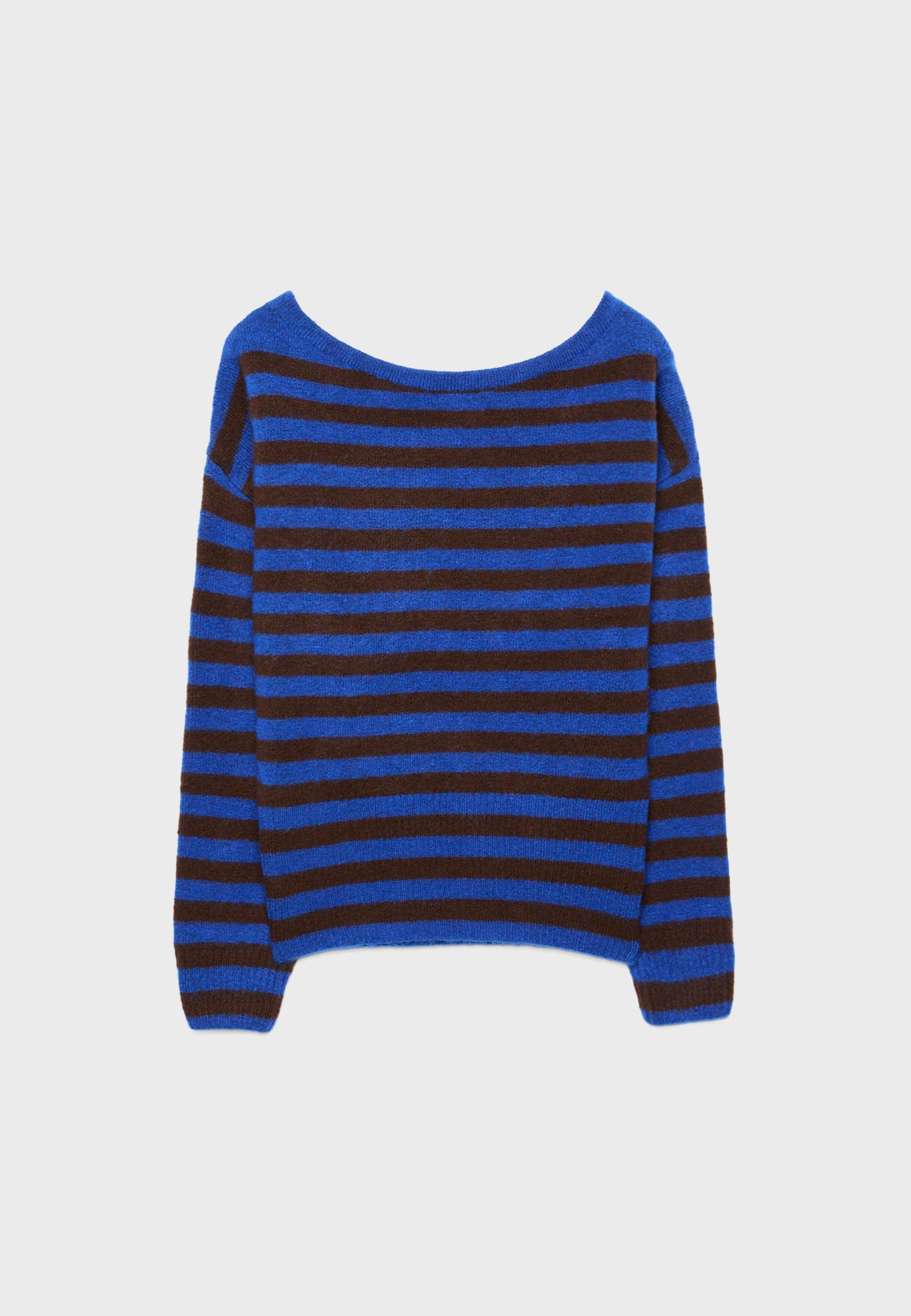 Soft-touch knit boat neck sweater — Navy blue