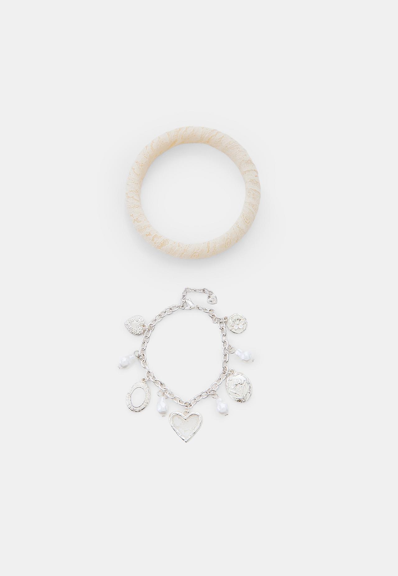 Set of 2 mixed charm bracelets — Grey