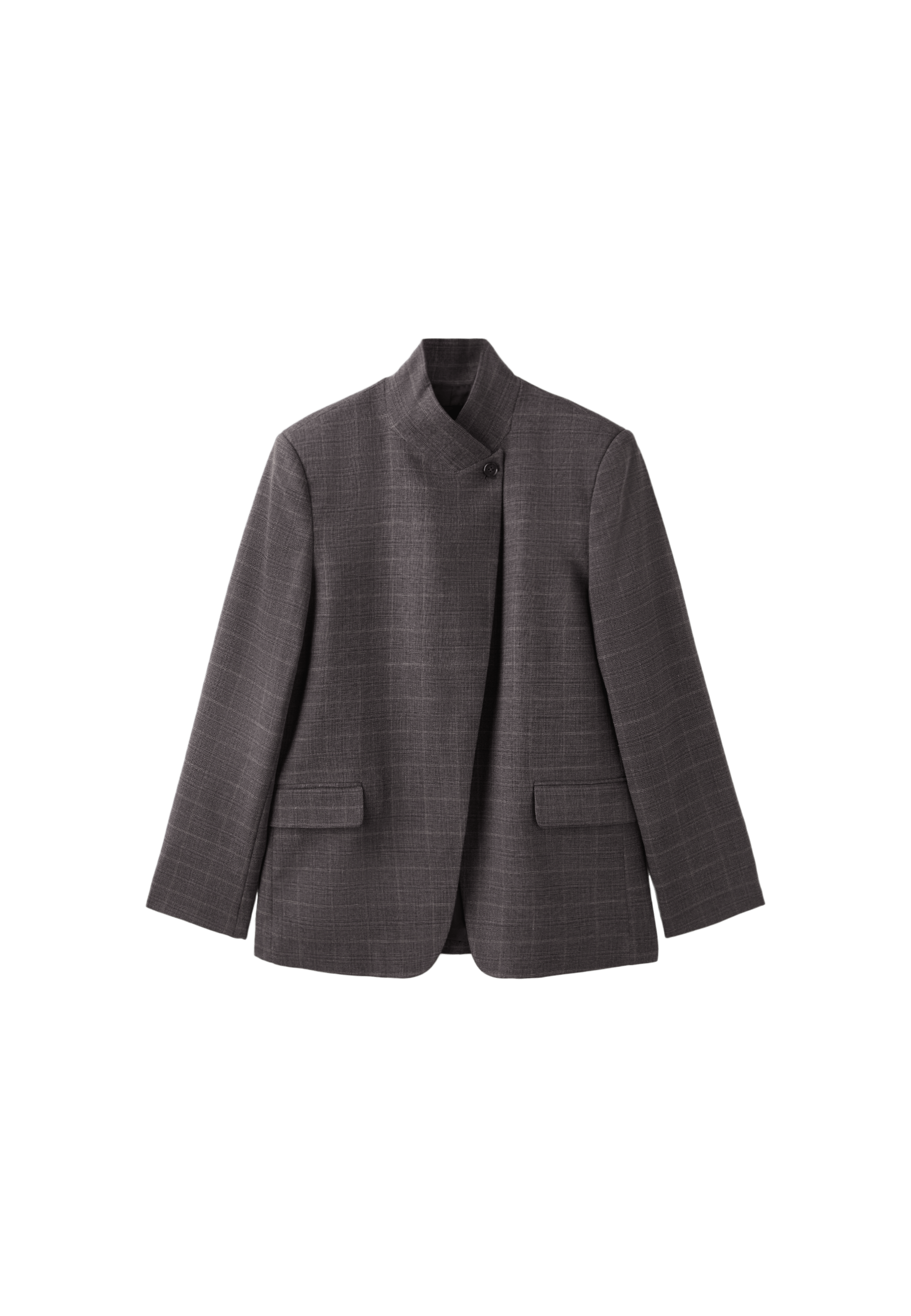 Asymmetric check blazer — Beige