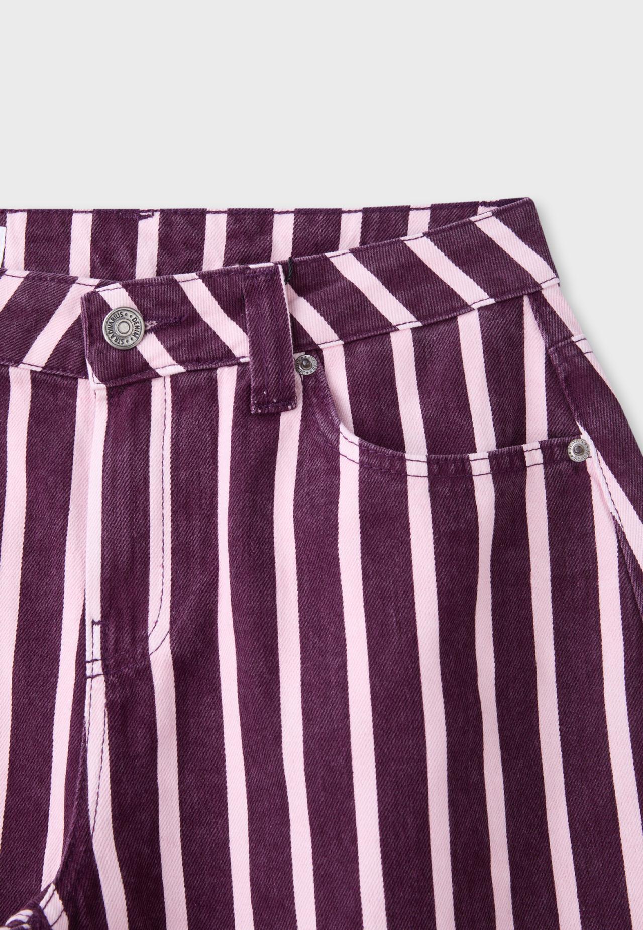 Striped barrel jeans — Purple