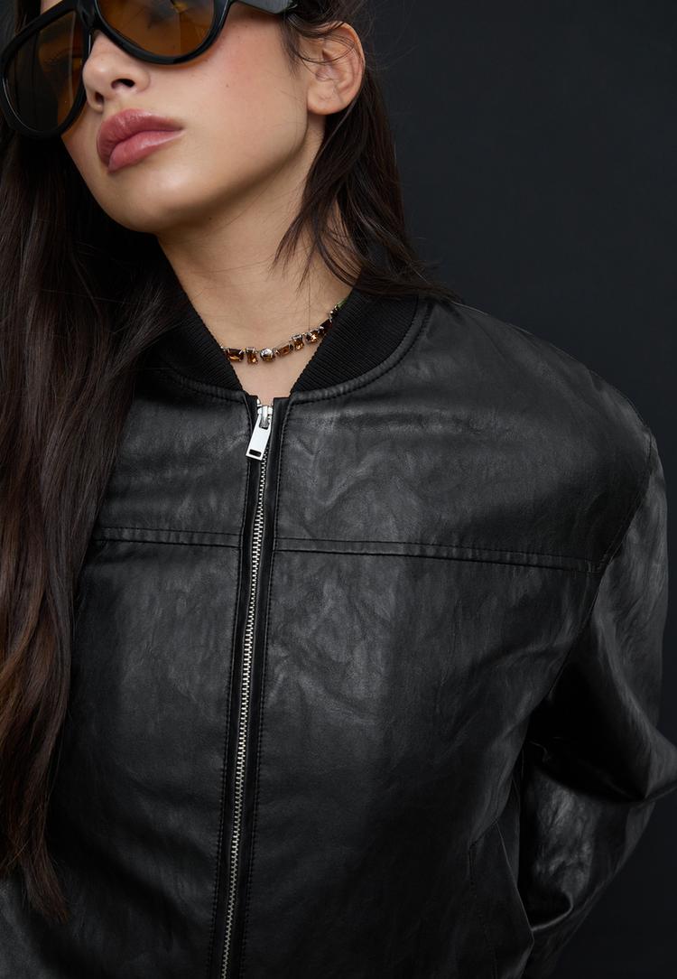 blusao acolchoado estilo bomber de polipele