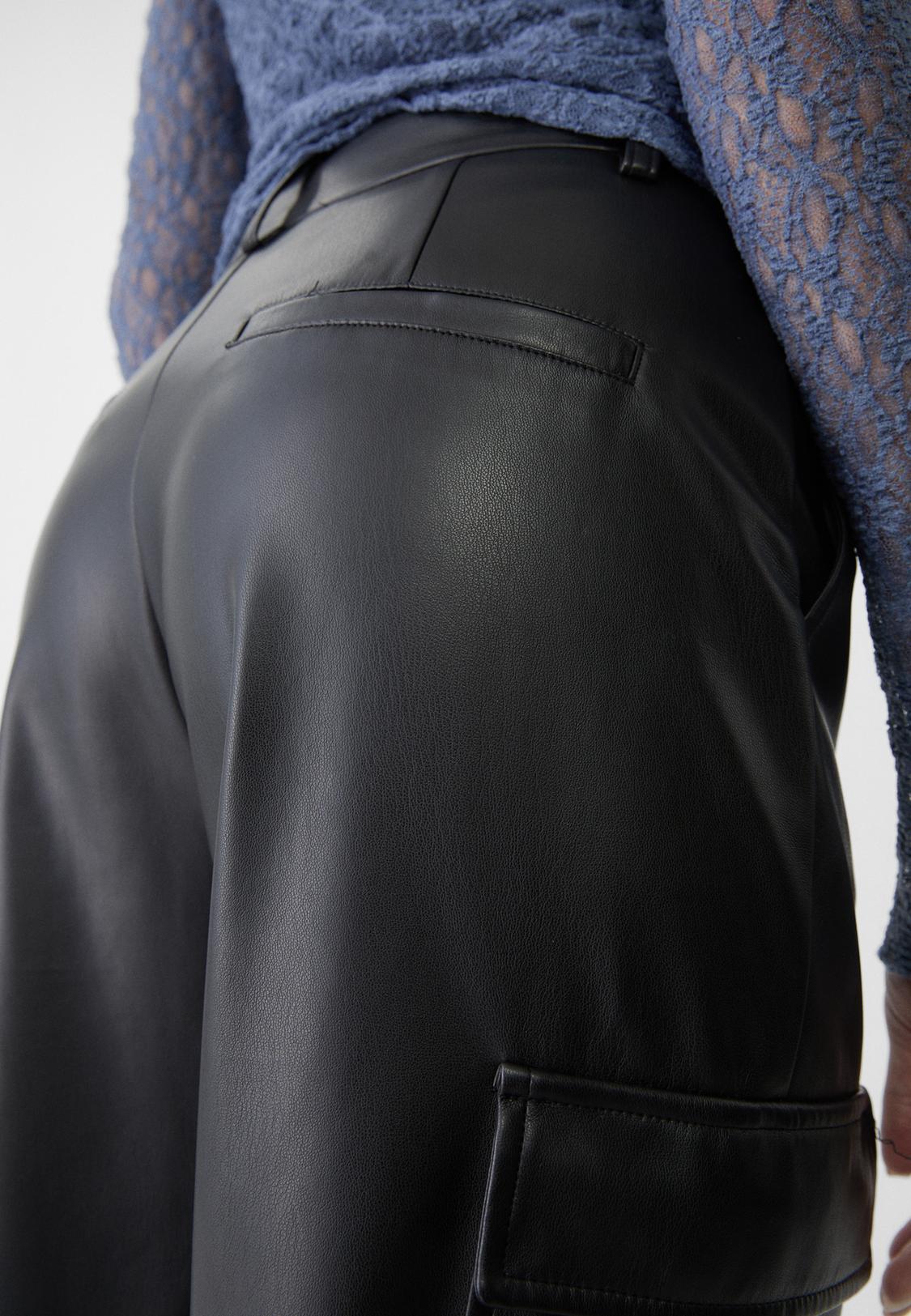 Pantalón Negro Pantalon Slouchy Piel Pantalón Negro Slouchy Efecto