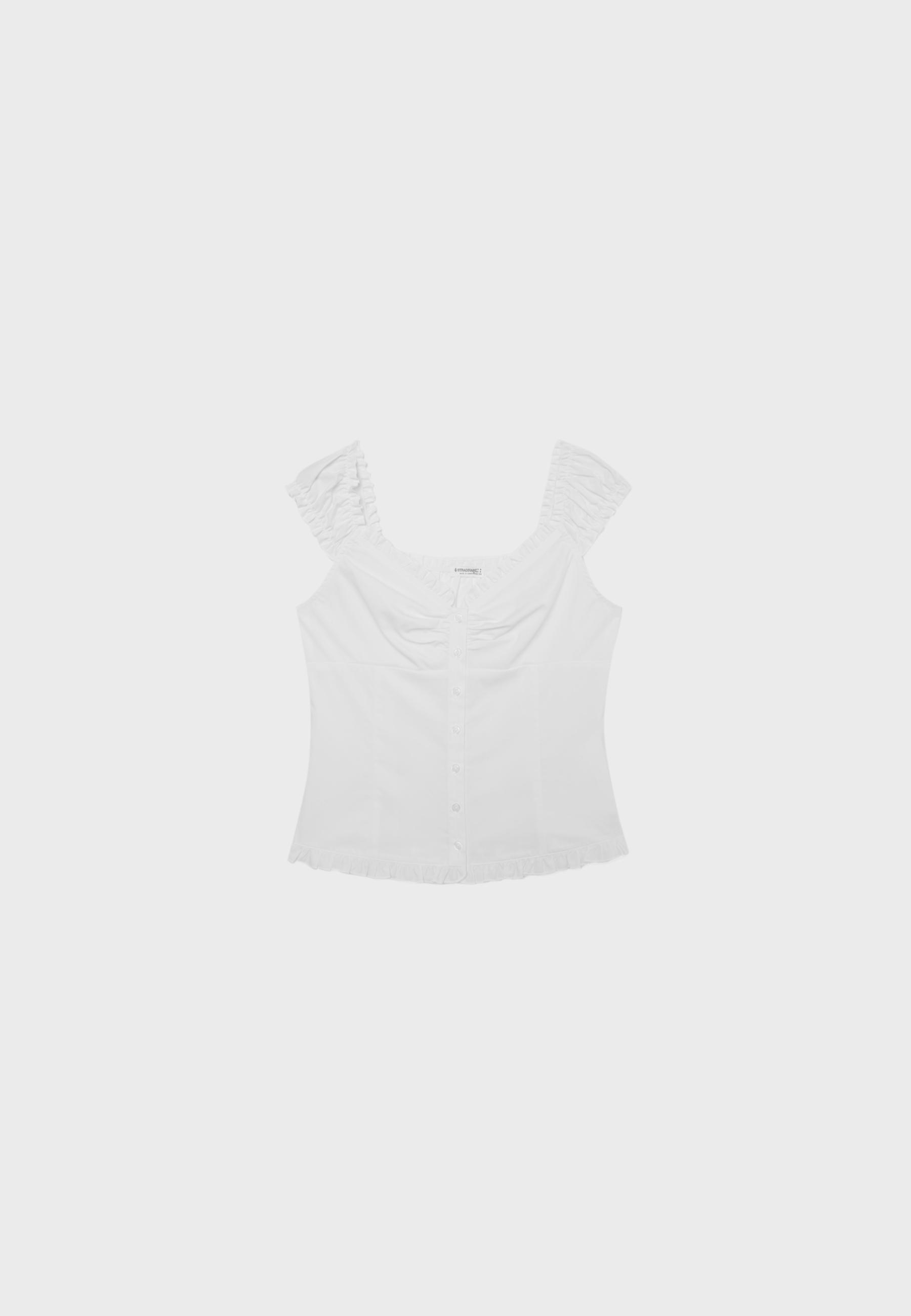 Sweetheart neck top with buttons — White