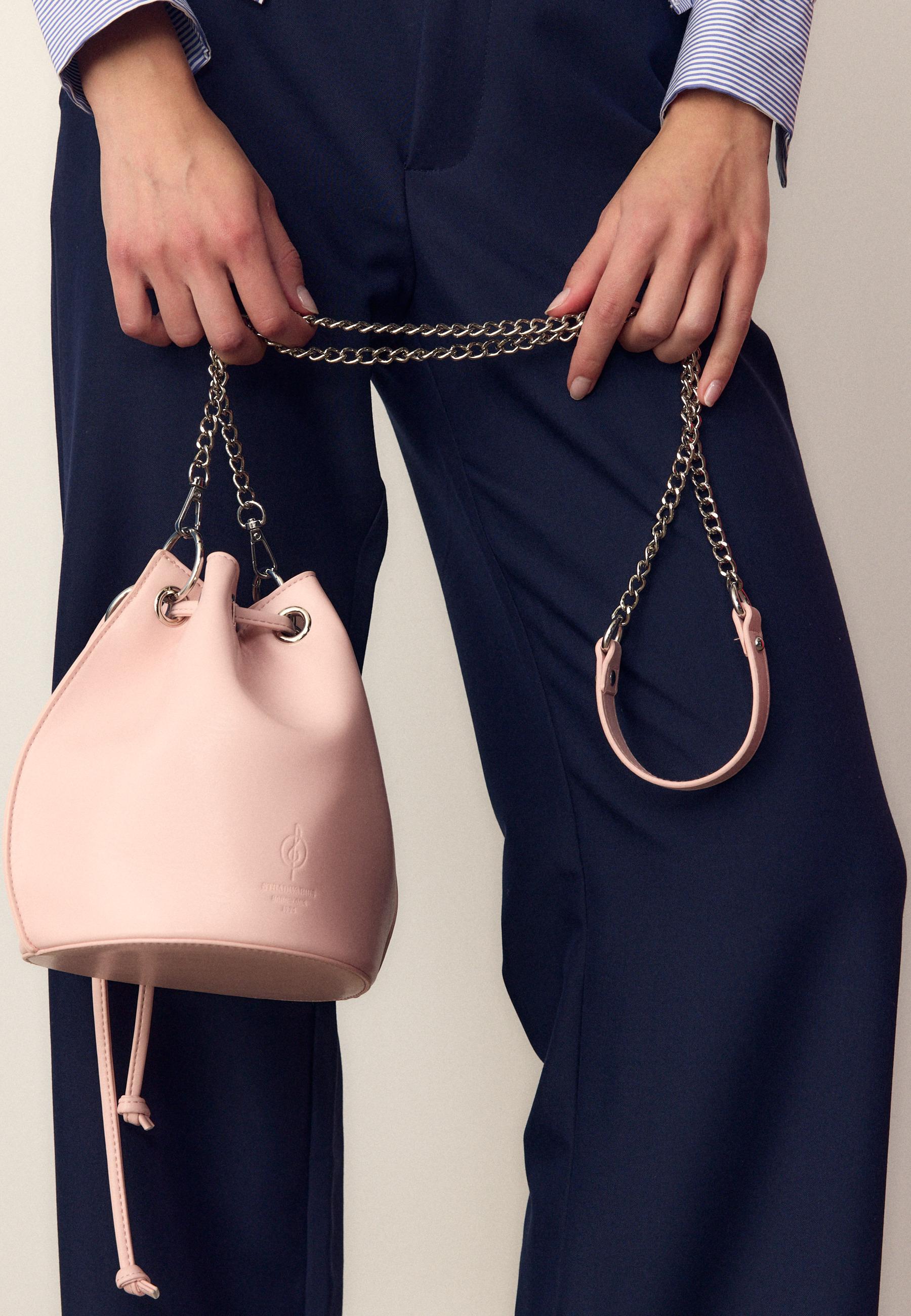 Rigid eyelet bucket bag — Pastel pink (alternate view)