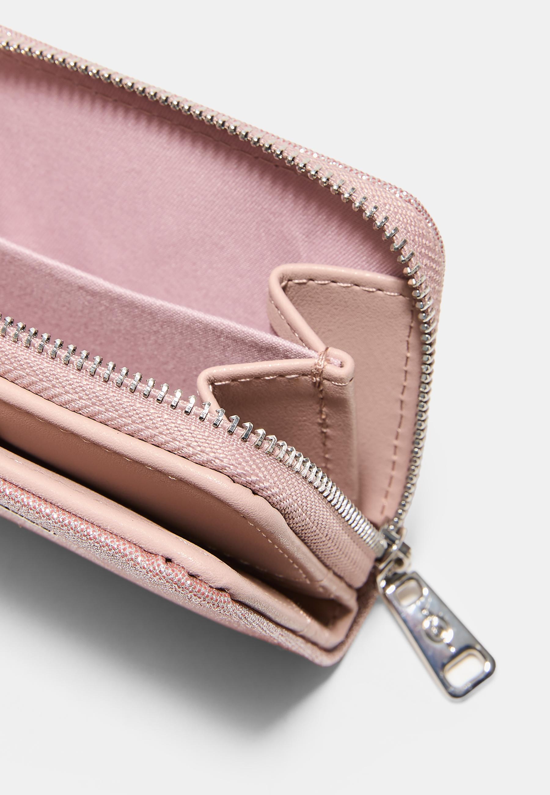 SHIMMERY ZIP-UP PURSE — Pastel pink