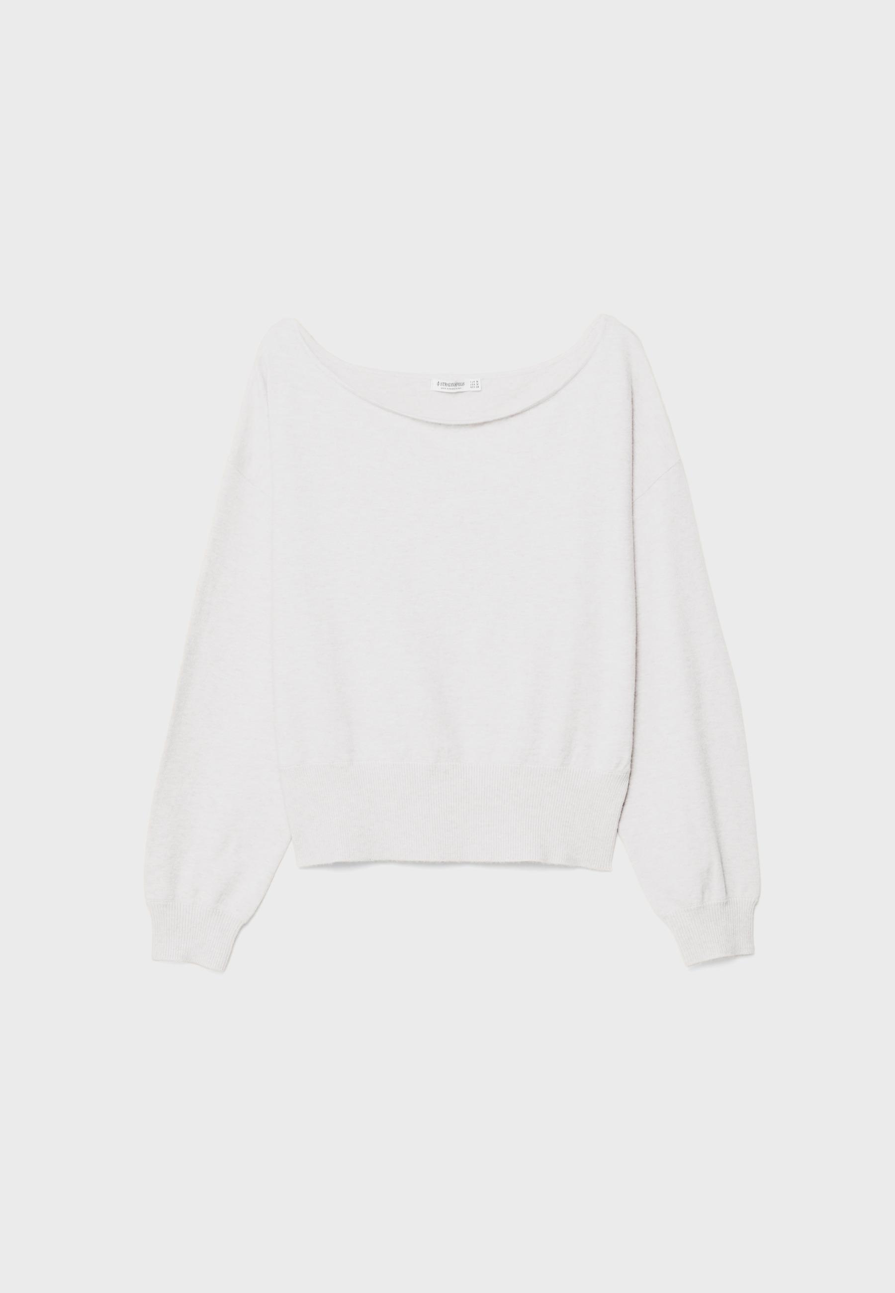 Boat neck knit jumper — Ecru