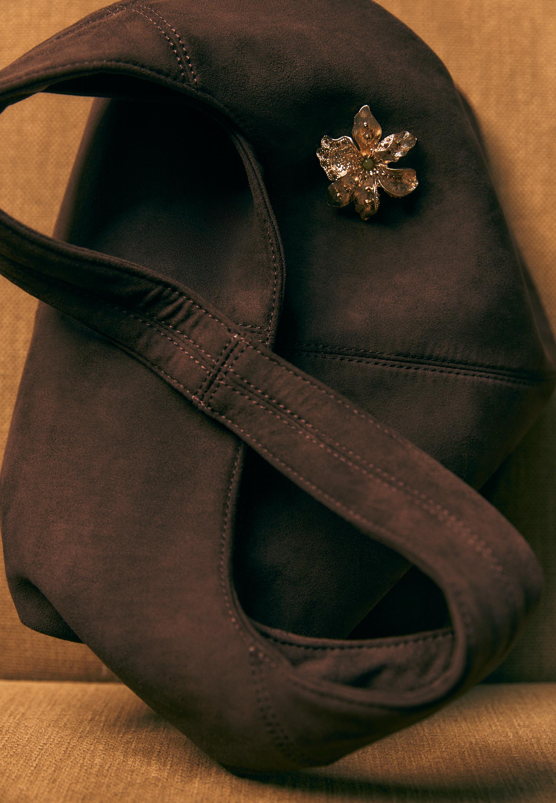 Faux suede shoulder bag — Brown