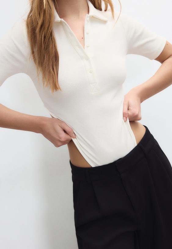 Stradivarius Κορμάκι Πόλο Εκρού M