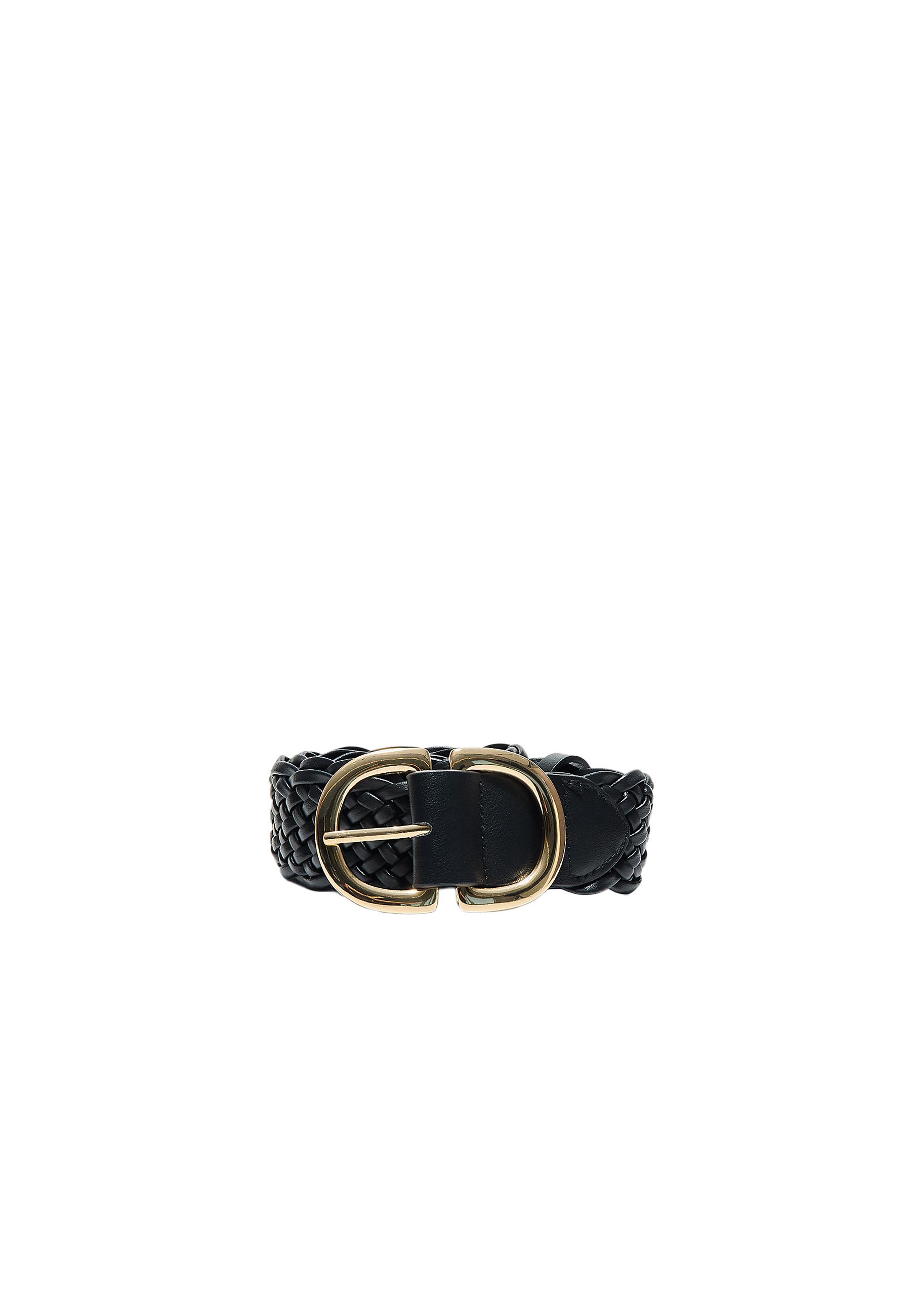 Braided double buckle belt — Black