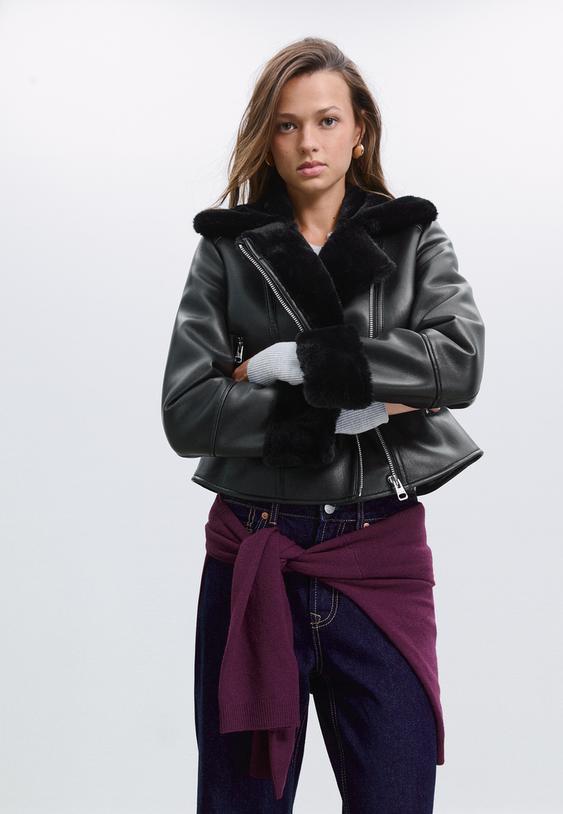 cazadora biker doble faz efecto piel