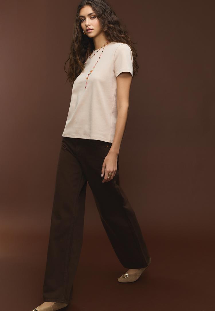 Stradivarius Tricou Simplu Regular Cu Atingere Moale Piatră S