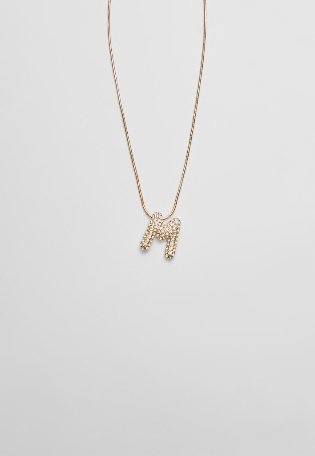 Necklace with rhinestone initial