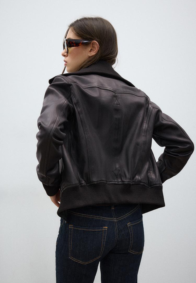 cazadora piel combinada rib