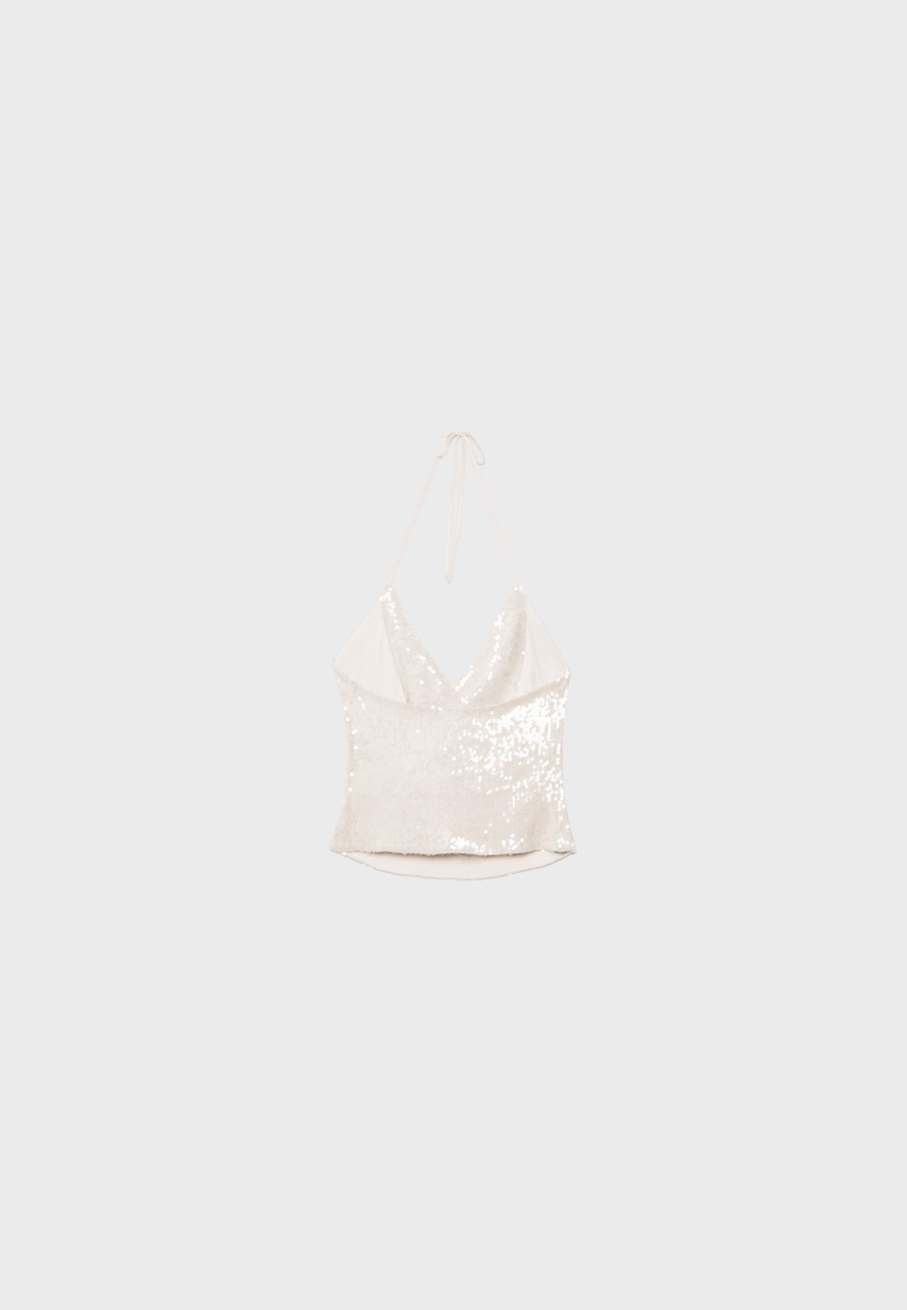 Sequin halter top — Vanilla