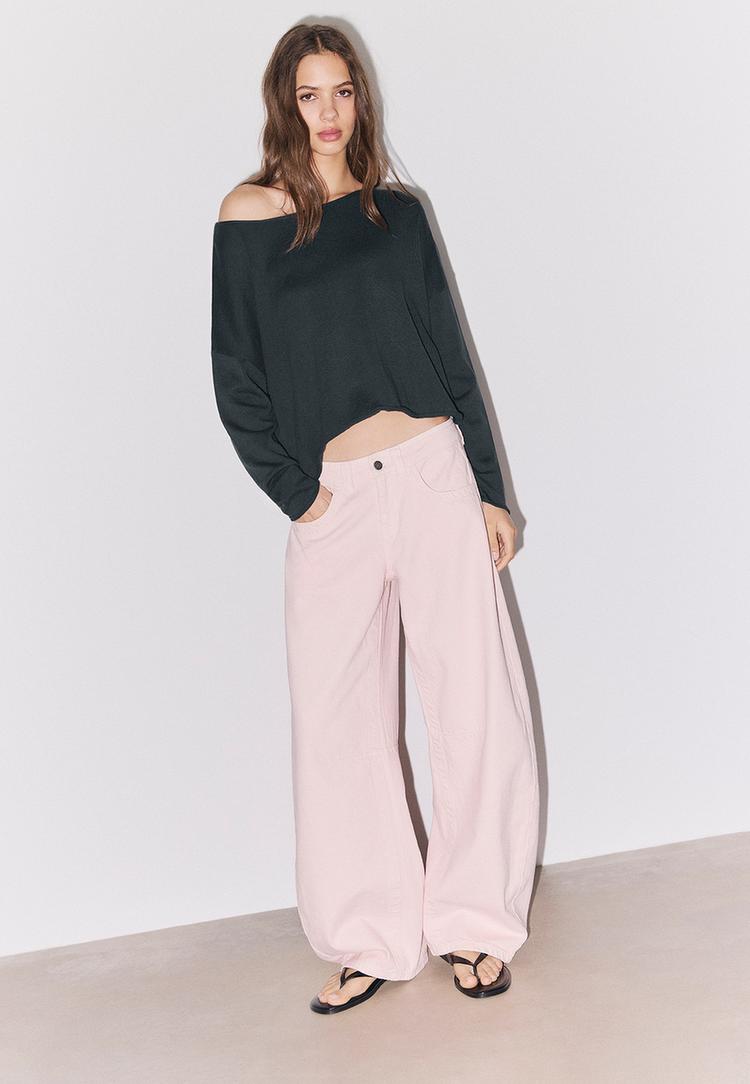 Kurzer Pullover mit Bateau-Ausschnitt Dunkelgrau XL