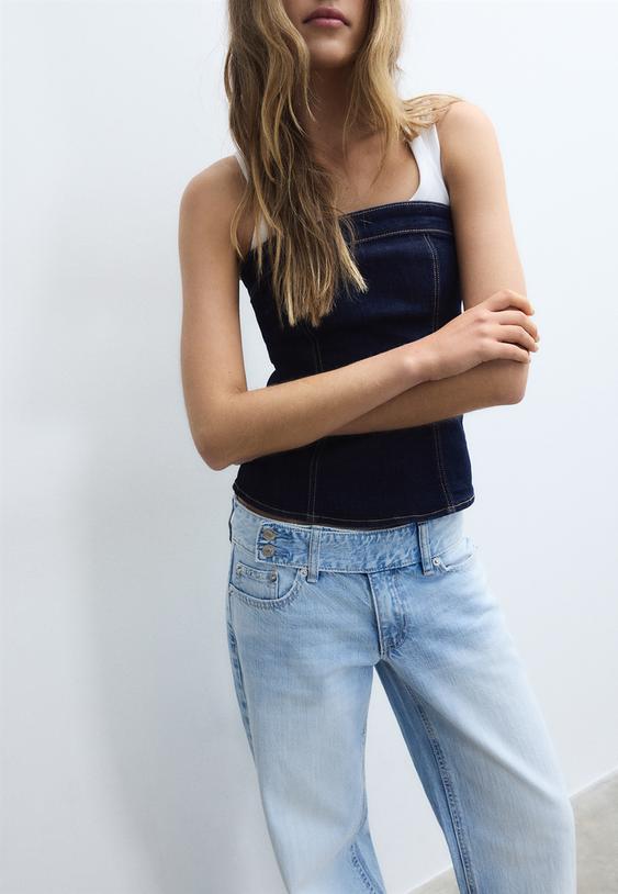 recht model jeans met lage taille en hamerlussen