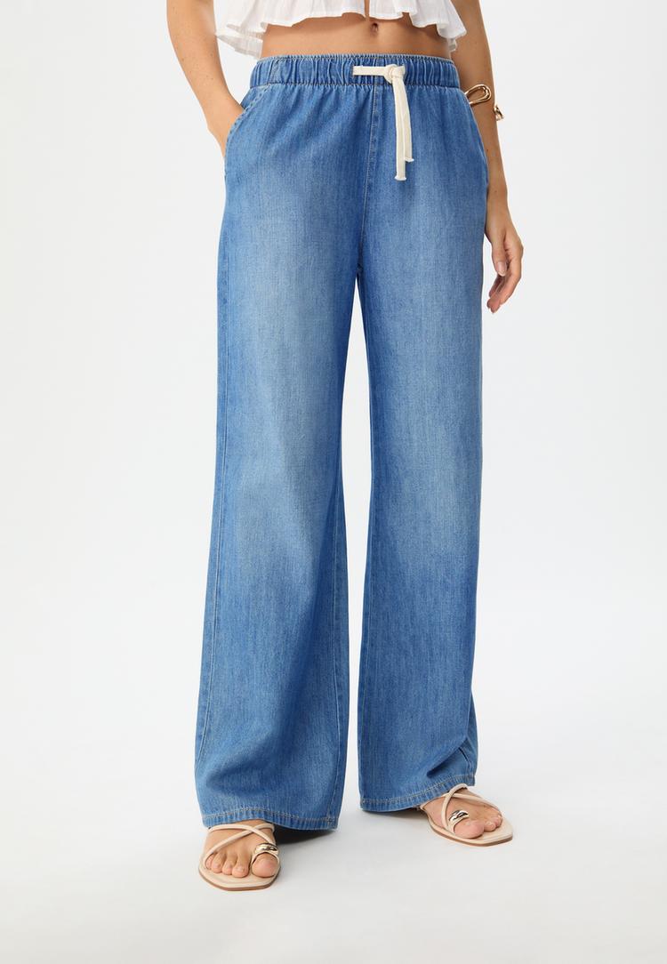 pantalon fluido largo denim