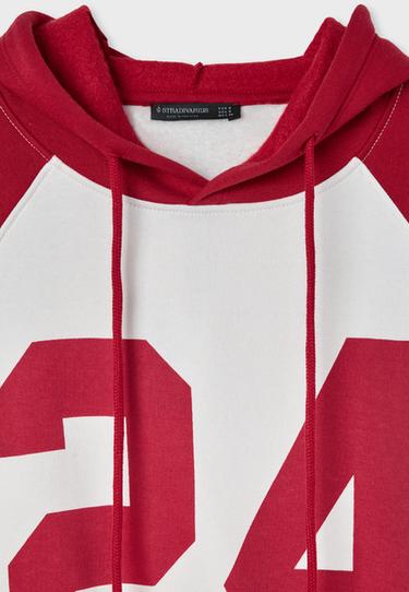 Raglan sleeve hooded sweatshirt — Red 9