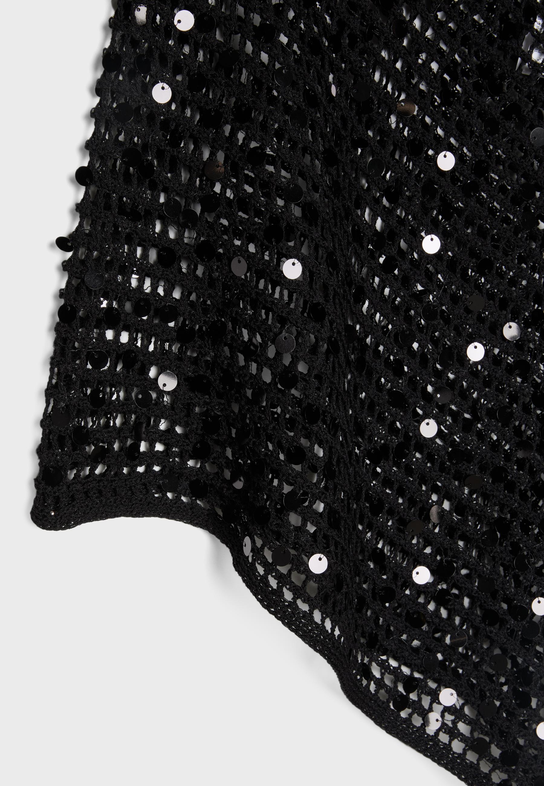 Sequin knit cape — Black