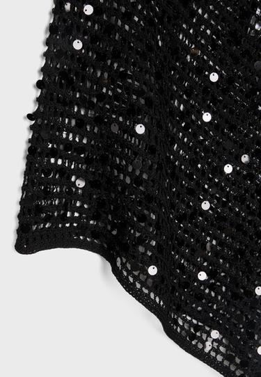 Sequin knit cape — Black 9