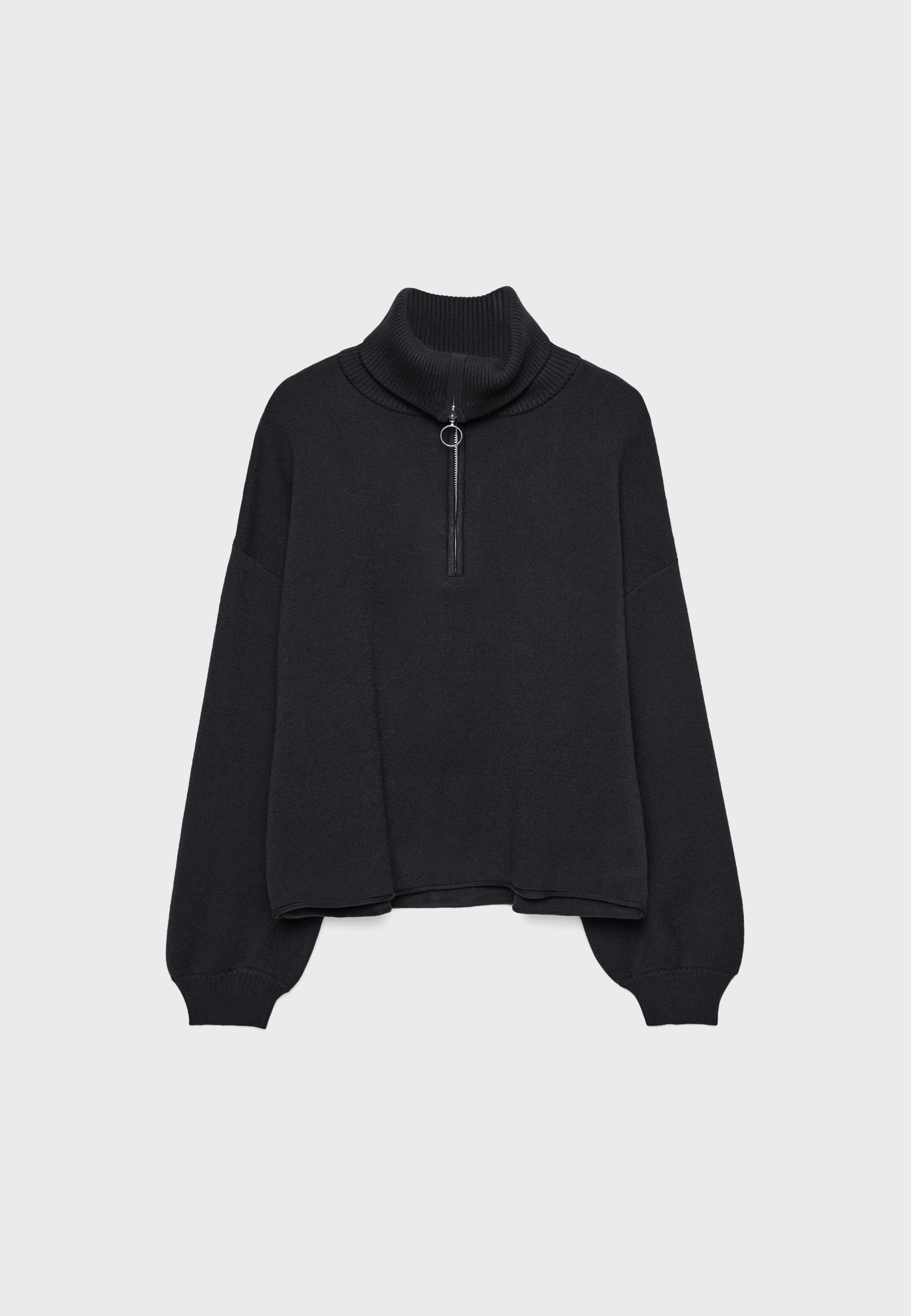 Knit jumper with zip — Black