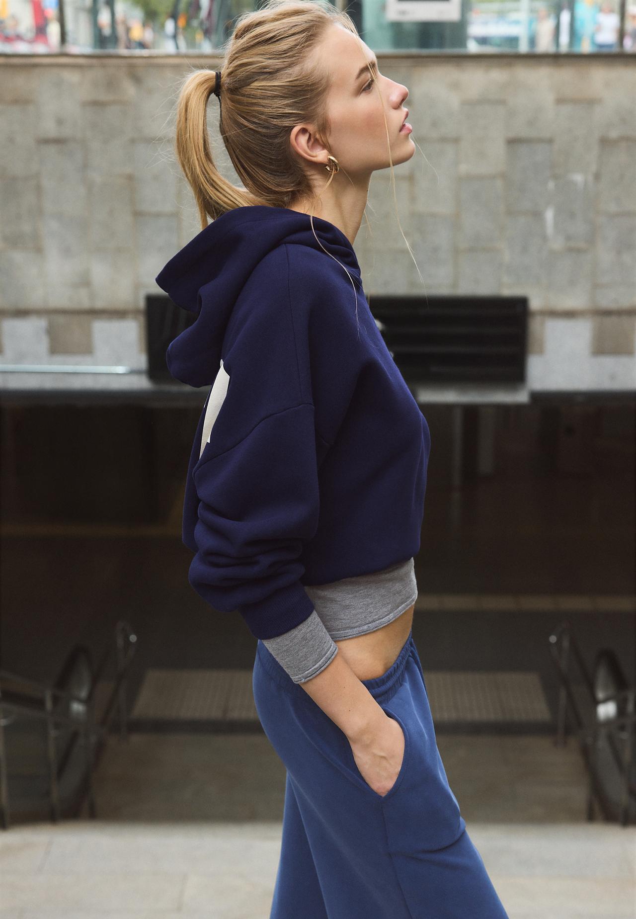 Soft-touch palazzo jogger trousers — Dark blue